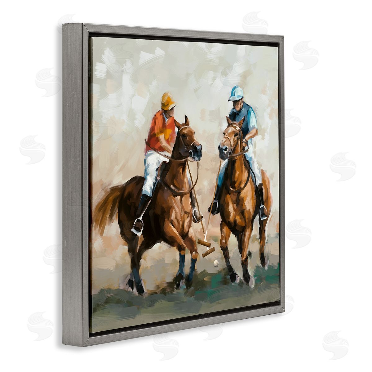 Ziwei Li Equestrian Sport Horses Gray Floating Frame Canvas Wall Art Print