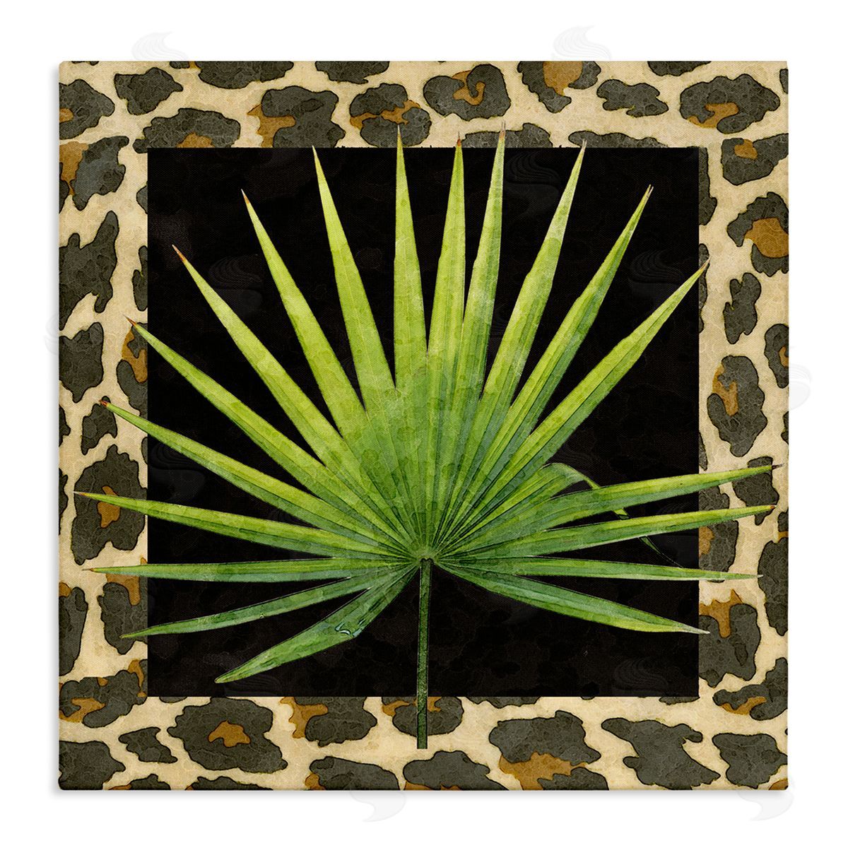 Alonzo Saunders Leopard Pattern Leaf Stretched Canvas Wall Art Print