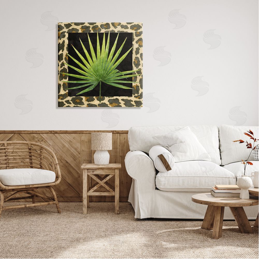 Alonzo Saunders Leopard Pattern Leaf Canvas Wall Art in Room