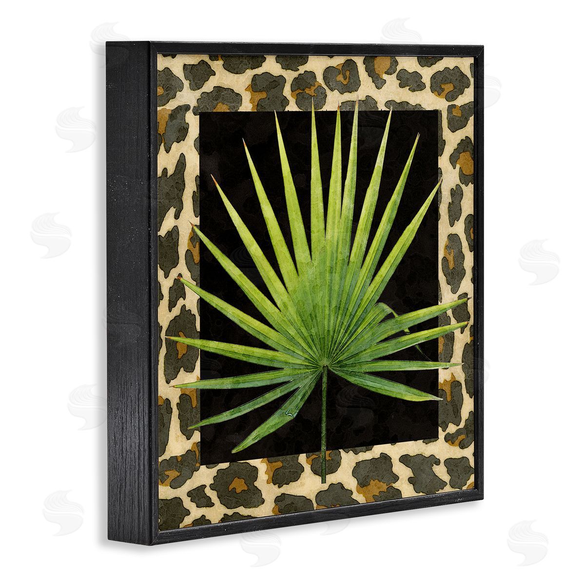 Alonzo Saunders Leopard Pattern Leaf Black Framed Glicee Wall Art Print