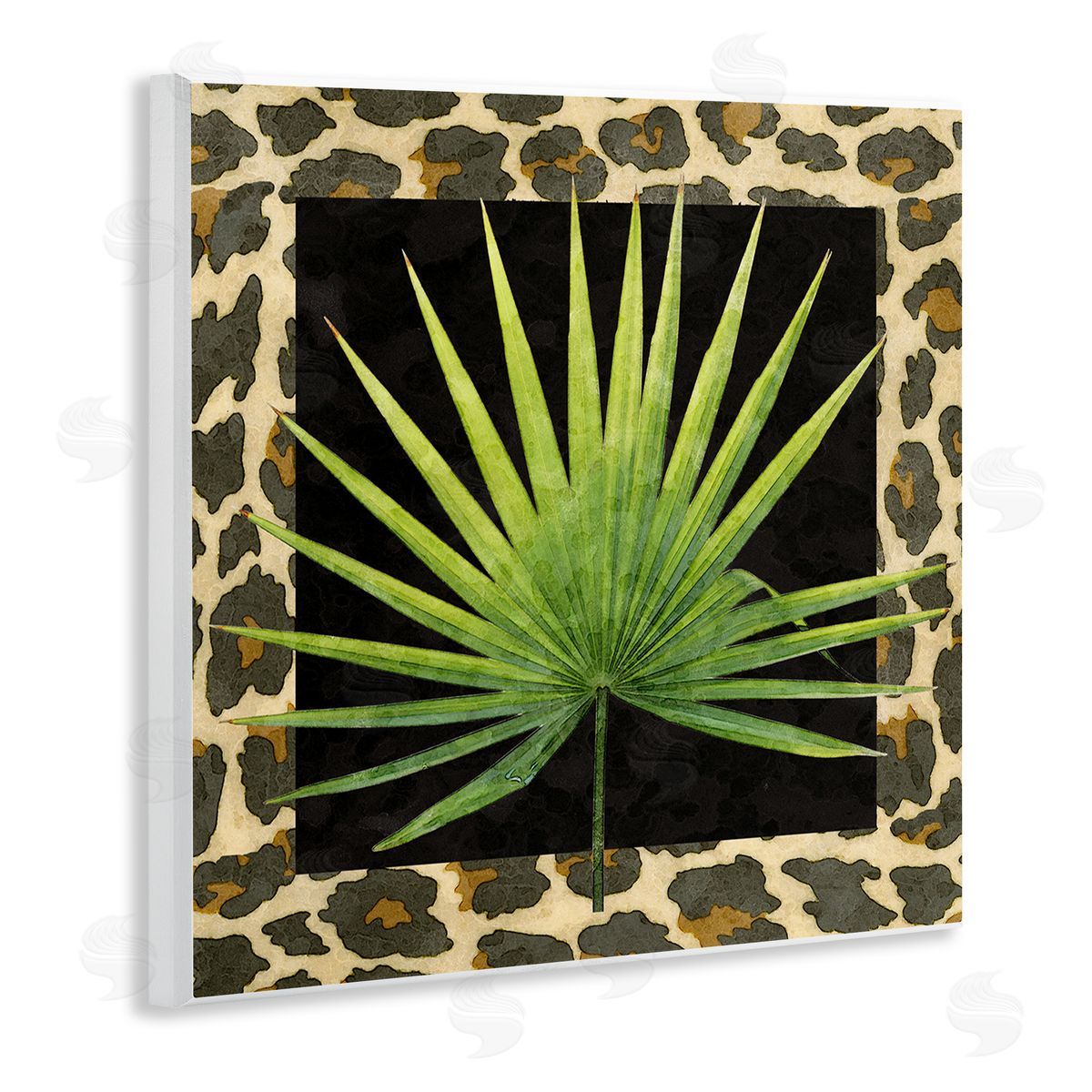 Alonzo Saunders Leopard Pattern Leaf Wooden Wall Plaque Art Print