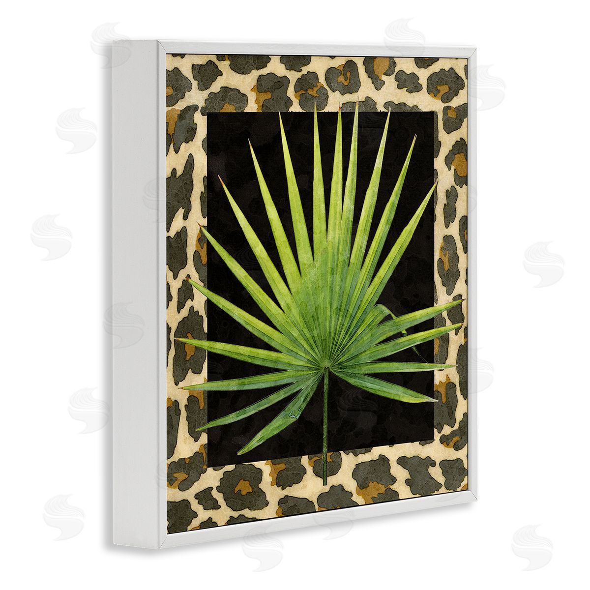 Alonzo Saunders Leopard Pattern Leaf White Framed Glicee Wall Art Print