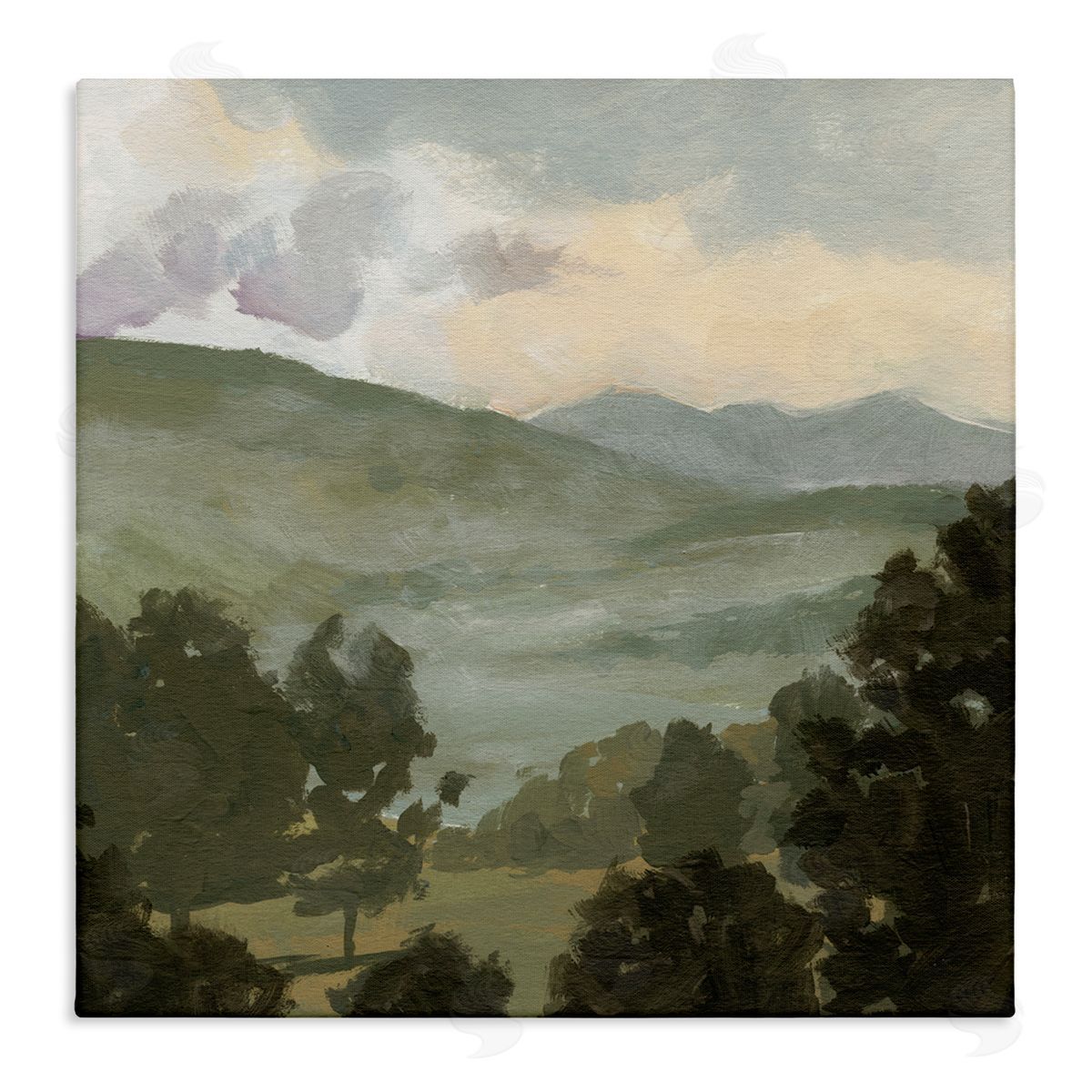Victoria Barnes Rural Green Landscape Stretched Canvas Wall Art Print