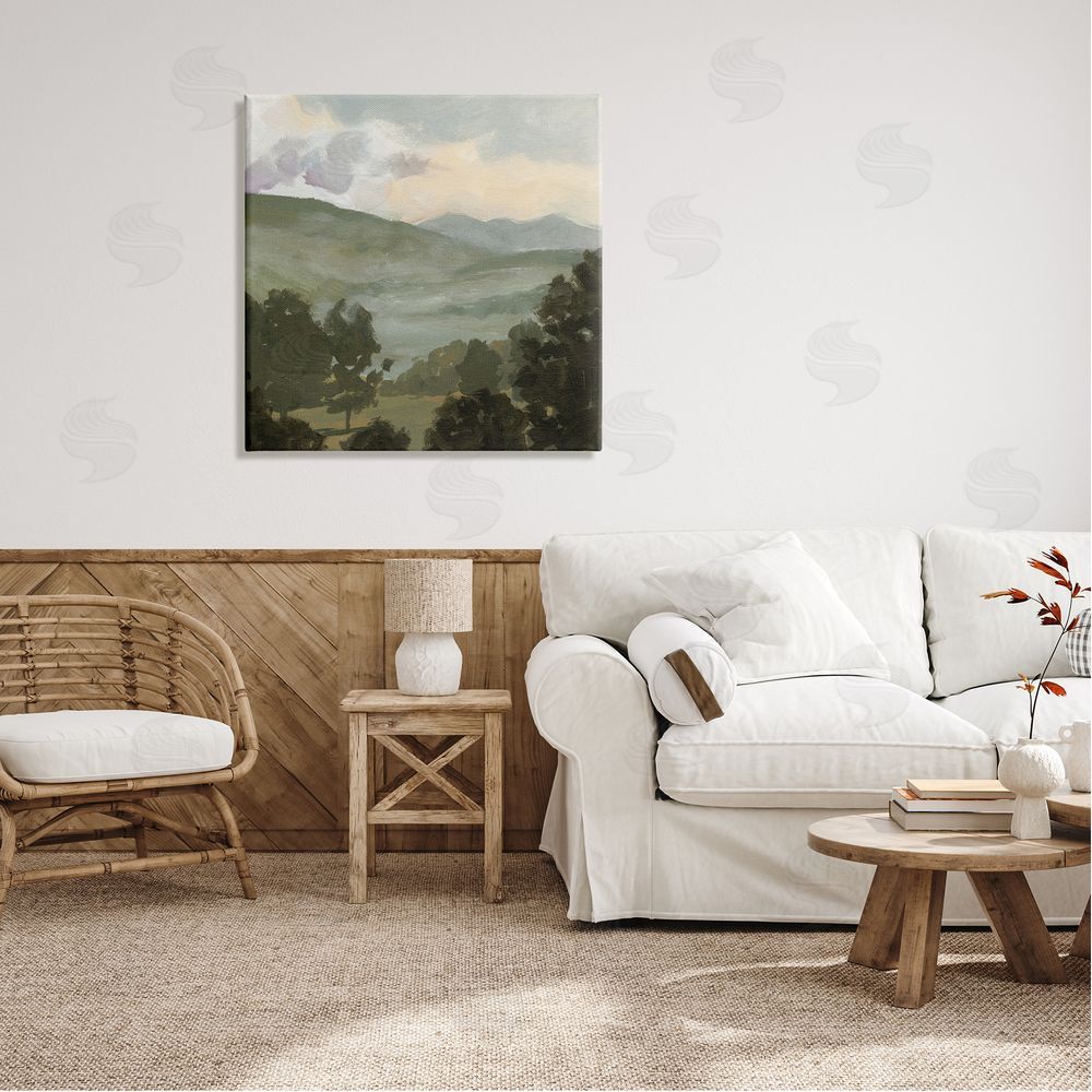 Victoria Barnes Rural Green Landscape Canvas Wall Art in Room