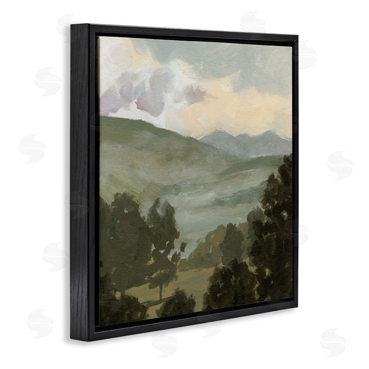 Victoria Barnes Rural Green Landscape Black Floating Frame Canvas Wall Art Print