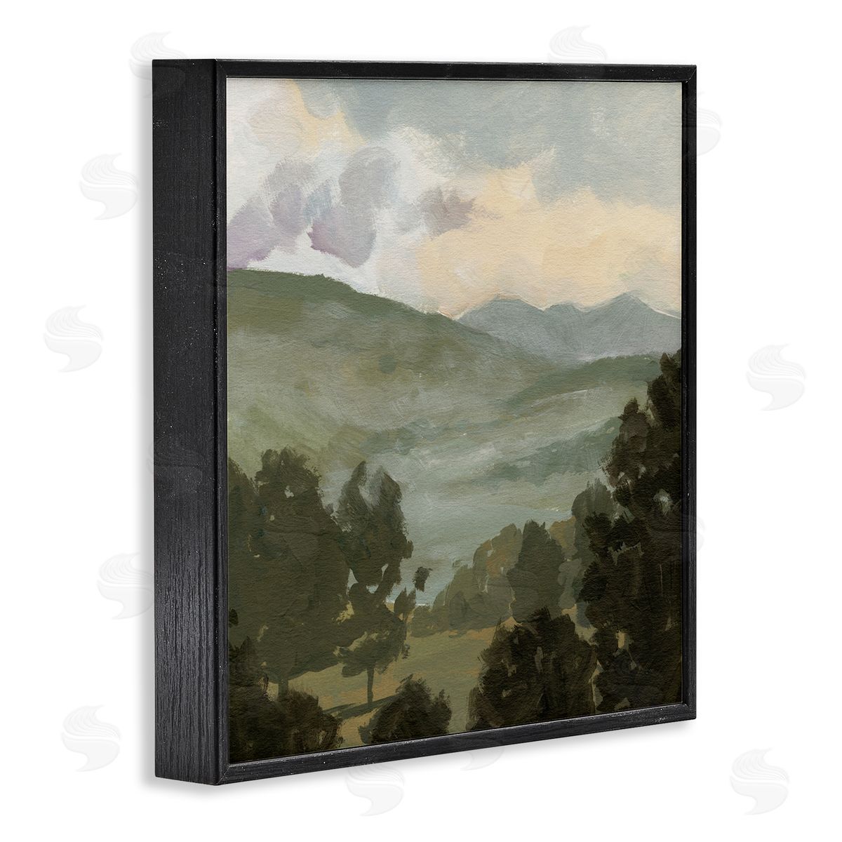 Victoria Barnes Rural Green Landscape Black Framed Glicee Wall Art Print