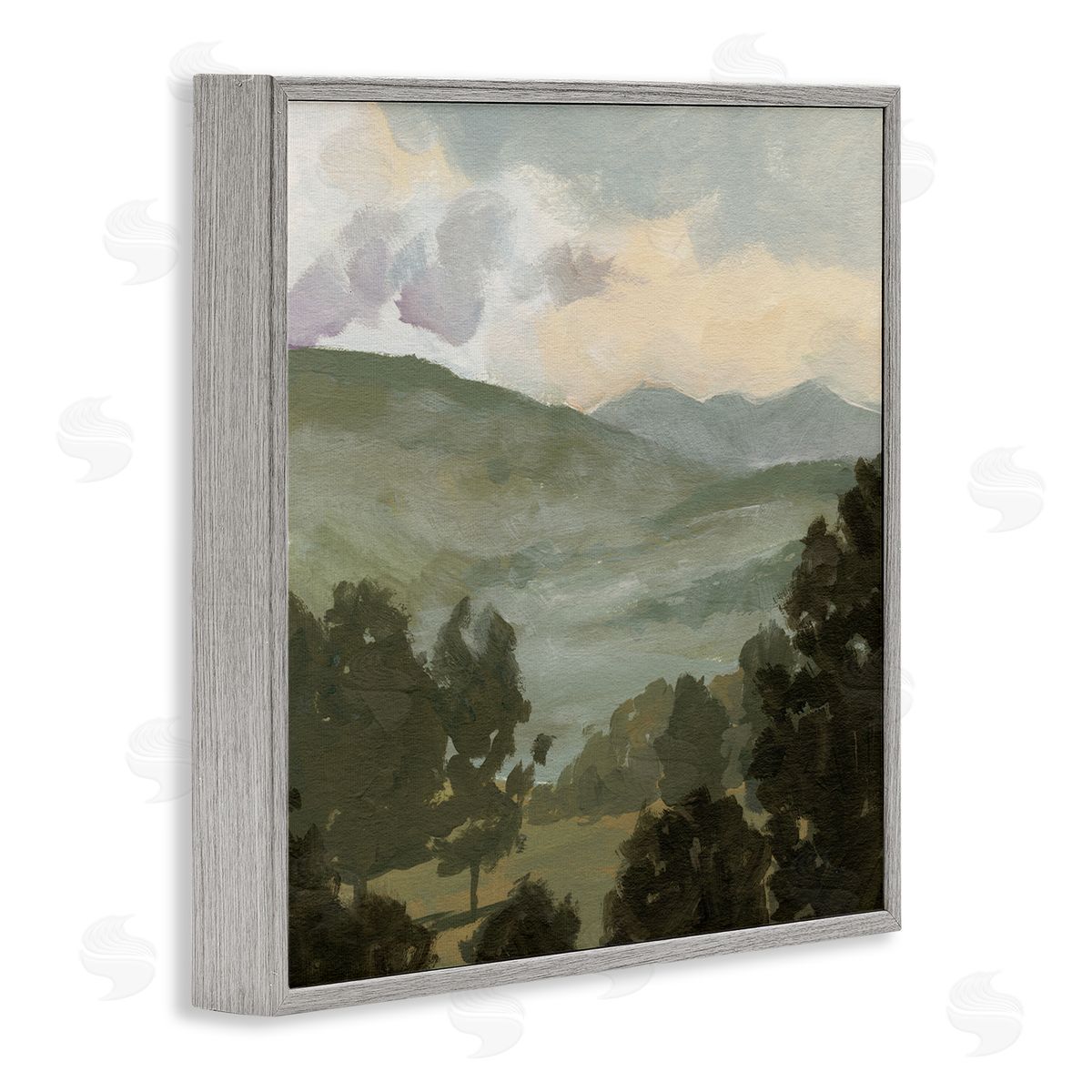 Victoria Barnes Rural Green Landscape Gray Framed Glicee Wall Art Print