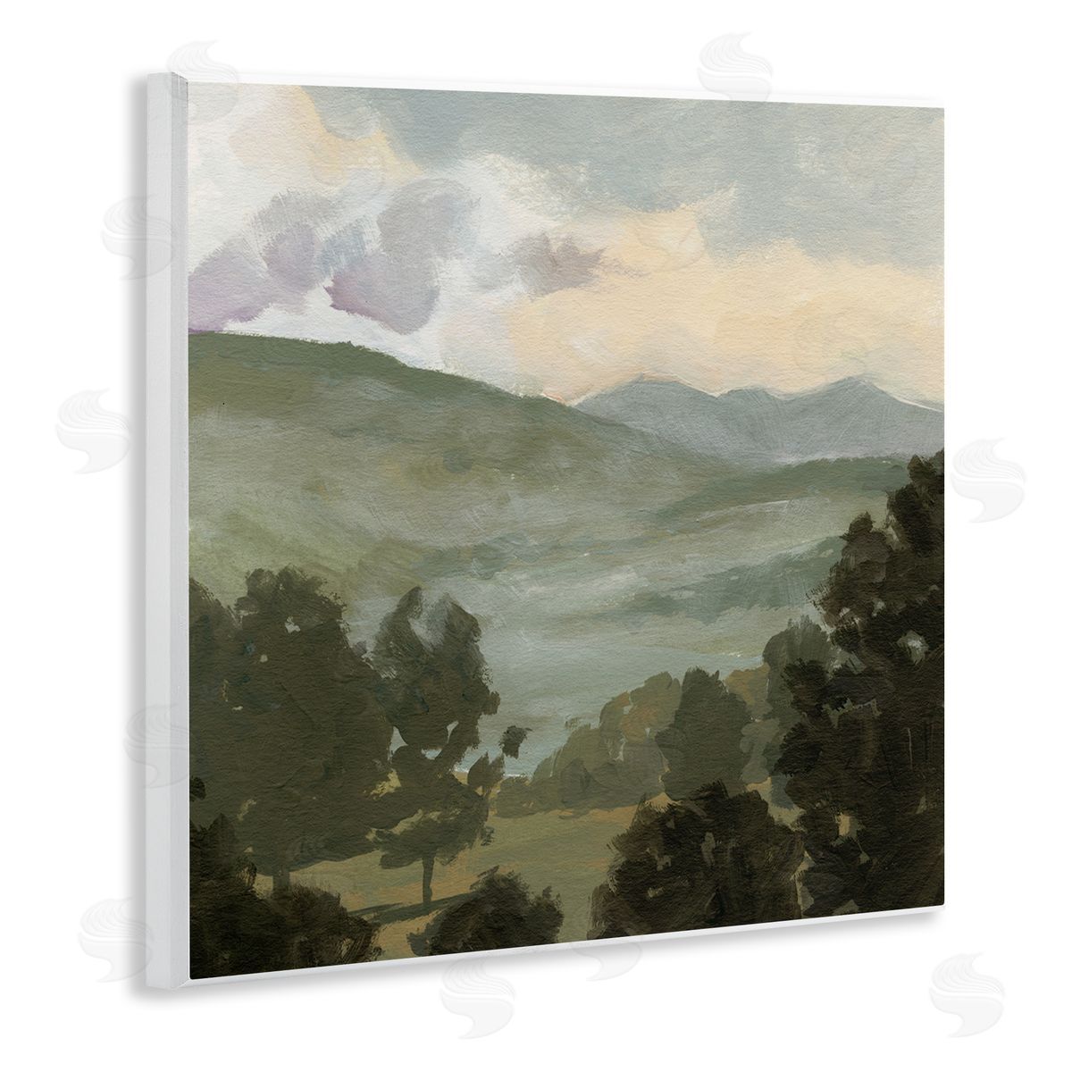 Victoria Barnes Rural Green Landscape Wooden Wall Plaque Art Print