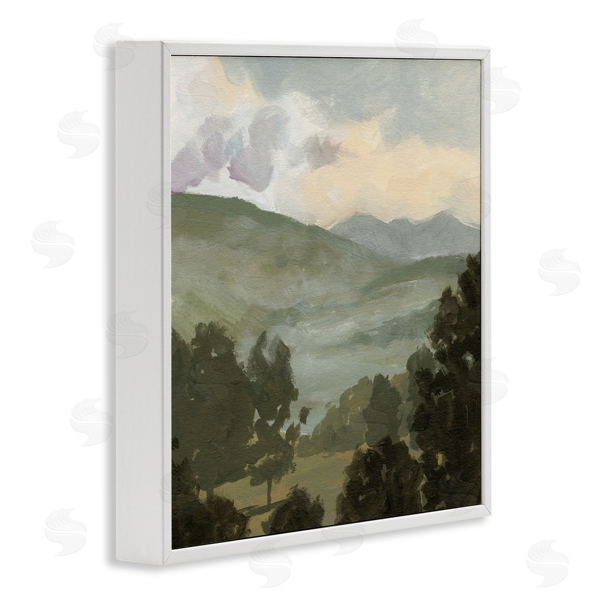 Victoria Barnes Rural Green Landscape White Framed Glicee Wall Art Print
