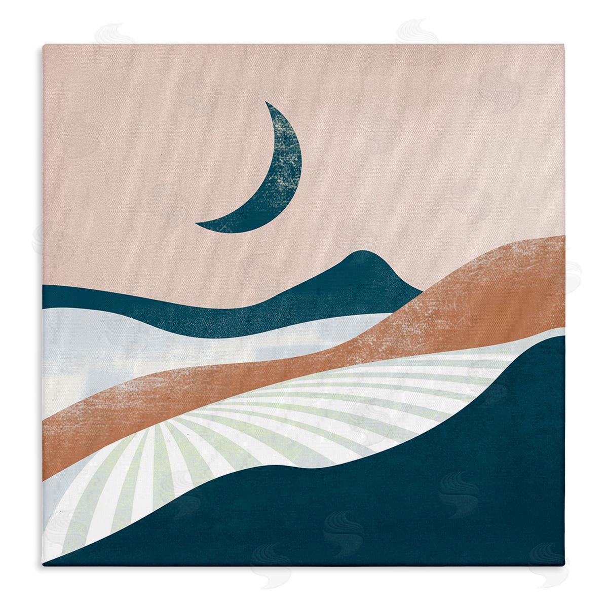 Arctic Frame Boho Desert Moon Landscape Stretched Canvas Wall Art Print