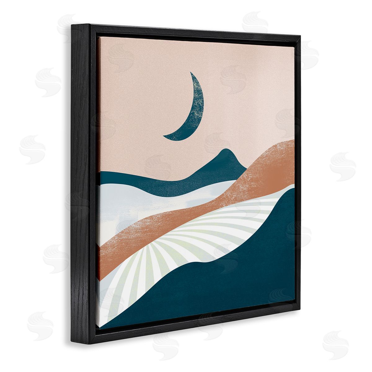 Arctic Frame Boho Desert Moon Landscape Black Floating Frame Canvas Wall Art Print