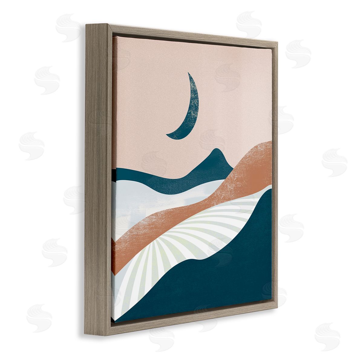 Arctic Frame Boho Desert Moon Landscape Brown Floating Frame Canvas Wall Art Print
