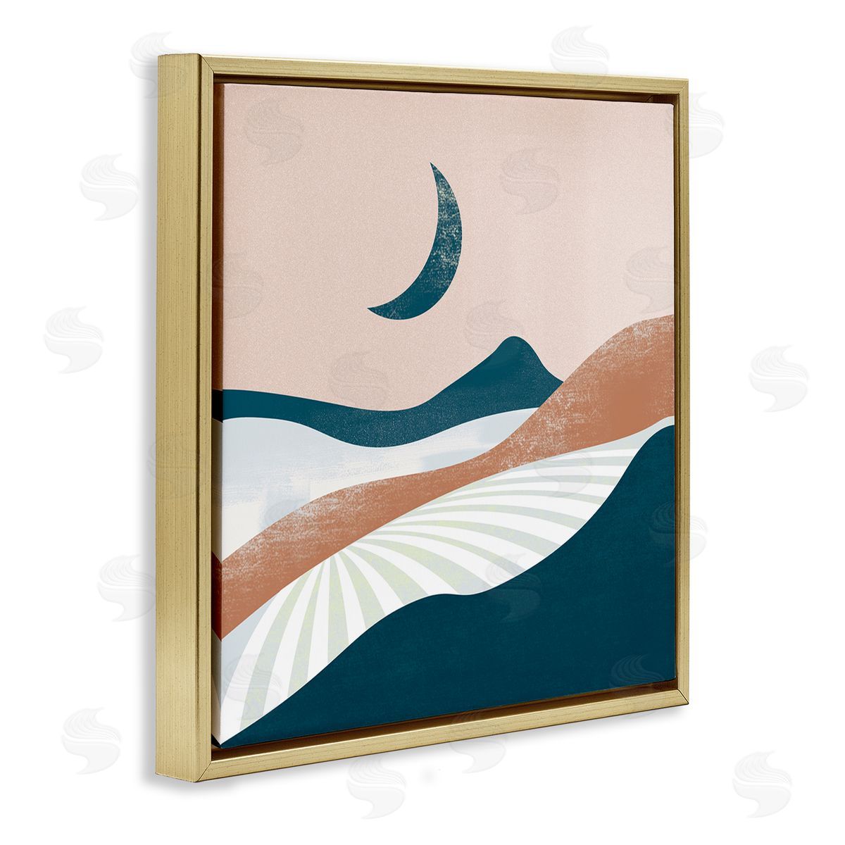 Arctic Frame Boho Desert Moon Landscape Gold Floating Frame Canvas Wall Art Print