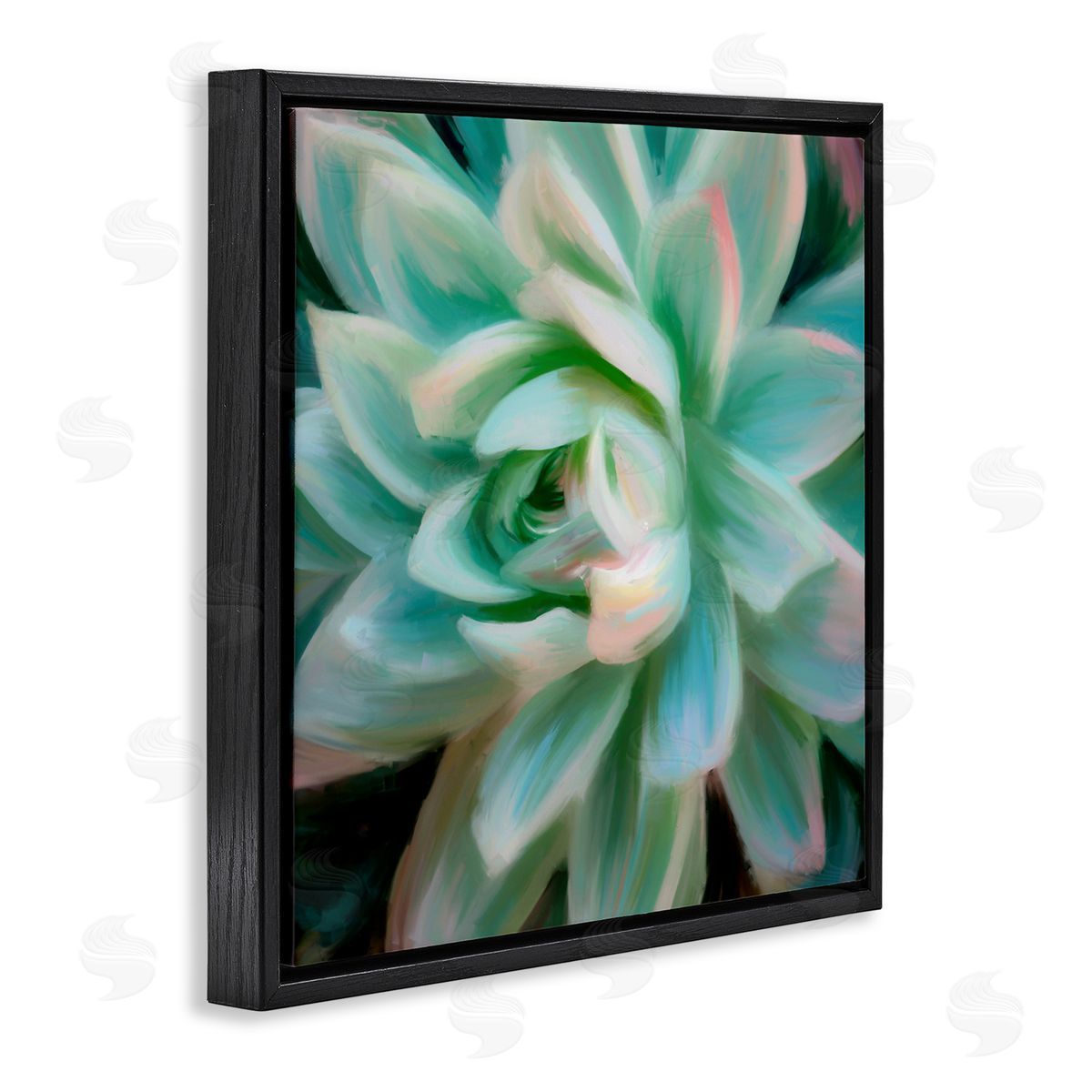 Amy Hall Green Modern Succulent Black Floating Frame Canvas Wall Art Print