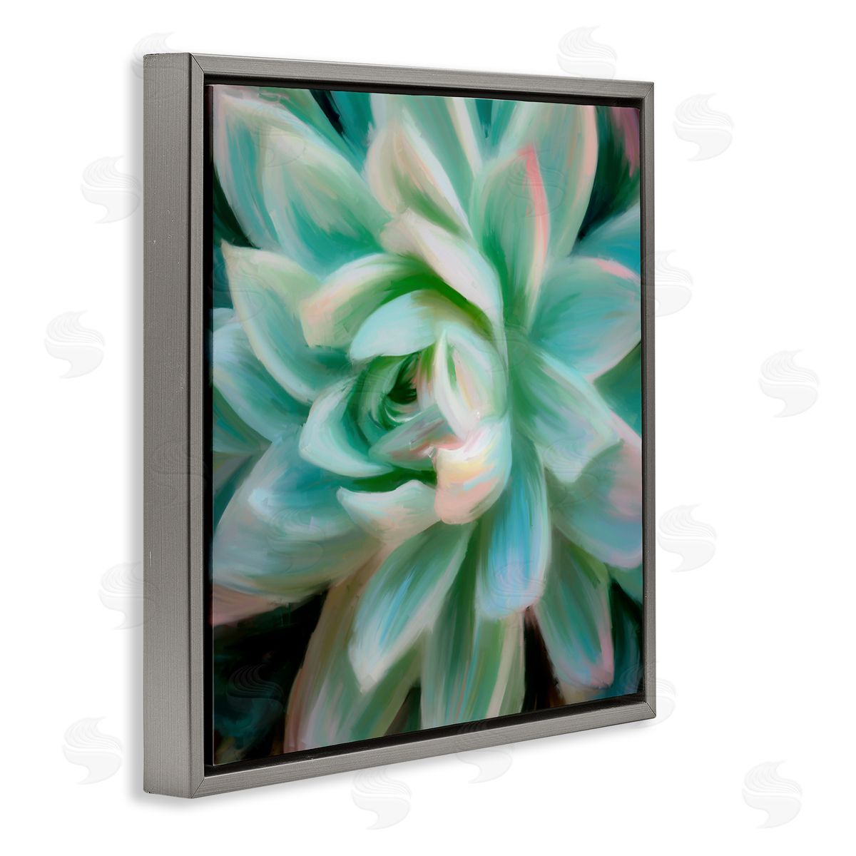 Amy Hall Green Modern Succulent Gray Floating Frame Canvas Wall Art Print