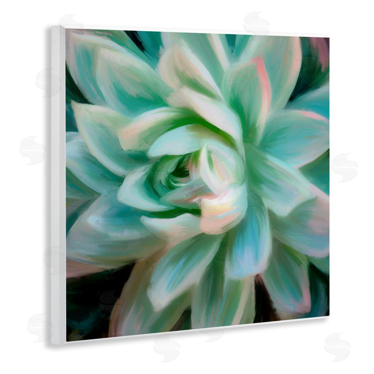 Amy Hall Green Modern Succulent Wooden Wall Plaque Art Print
