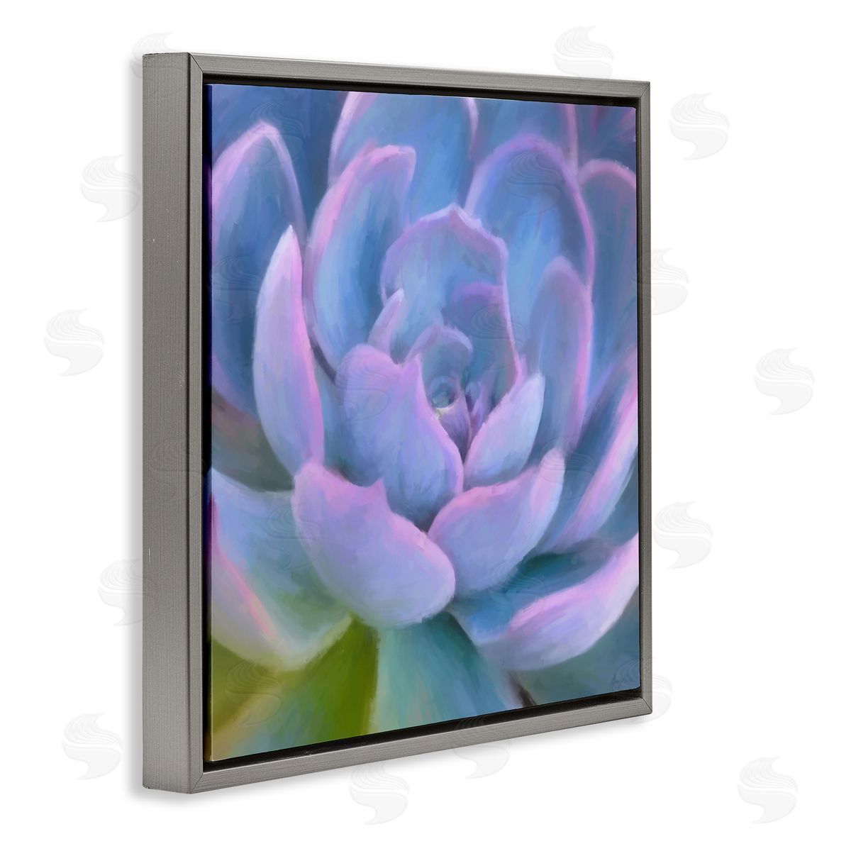 Amy Hall Purple Modern Succulent Gray Floating Frame Canvas Wall Art Print