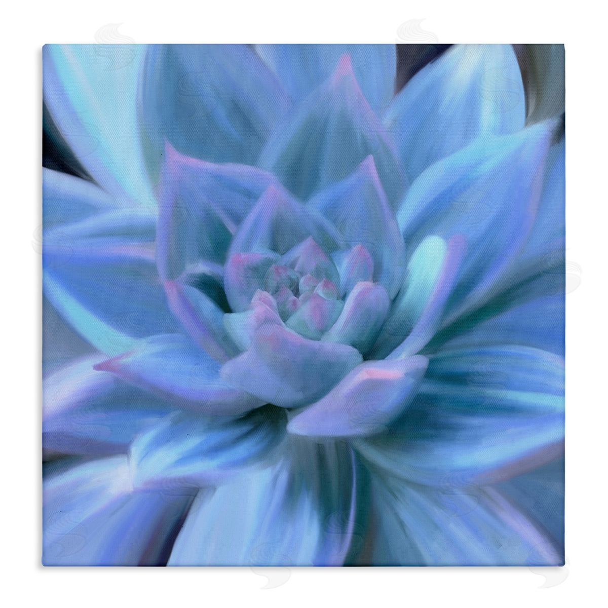 Amy Hall Blue Plant Petals Stretched Canvas Wall Art Print
