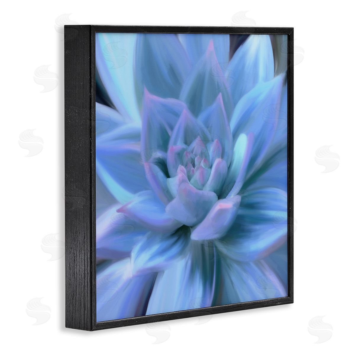 Amy Hall Blue Plant Petals Black Framed Glicee Wall Art Print