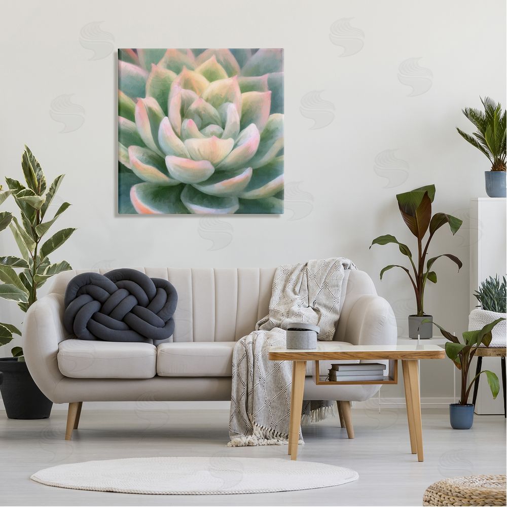 Amy Hall Green Succulent Petals Canvas Wall Art in Room