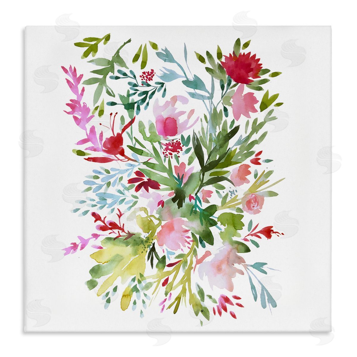 Claudia Bianchi Garden Flowers Pattern Stretched Canvas Wall Art Print