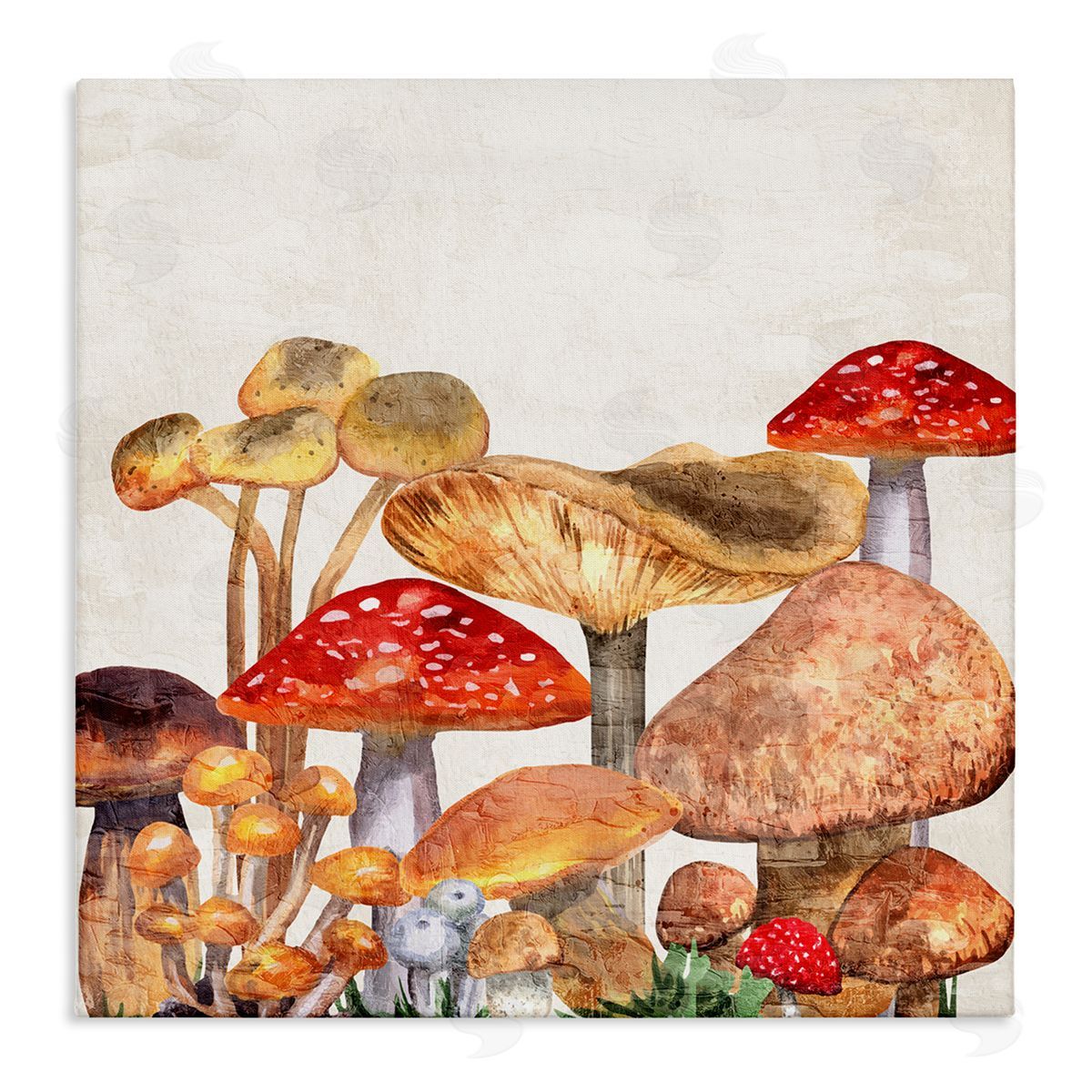 Rustic Woodland Mushrooms Canvas Wall Art, Home Decor by Kim Allen