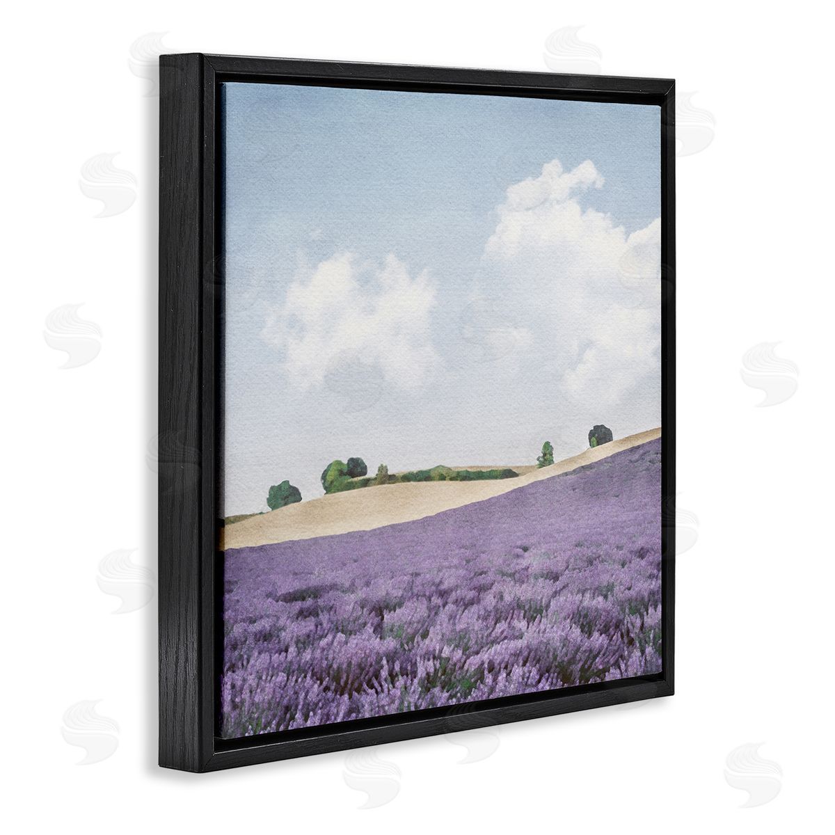 LSR Design Studio Rural Lavender Farm Black Floating Frame Canvas Wall Art Print