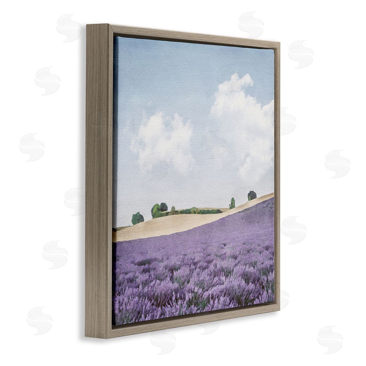 LSR Design Studio Rural Lavender Farm Brown Floating Frame Canvas Wall Art Print