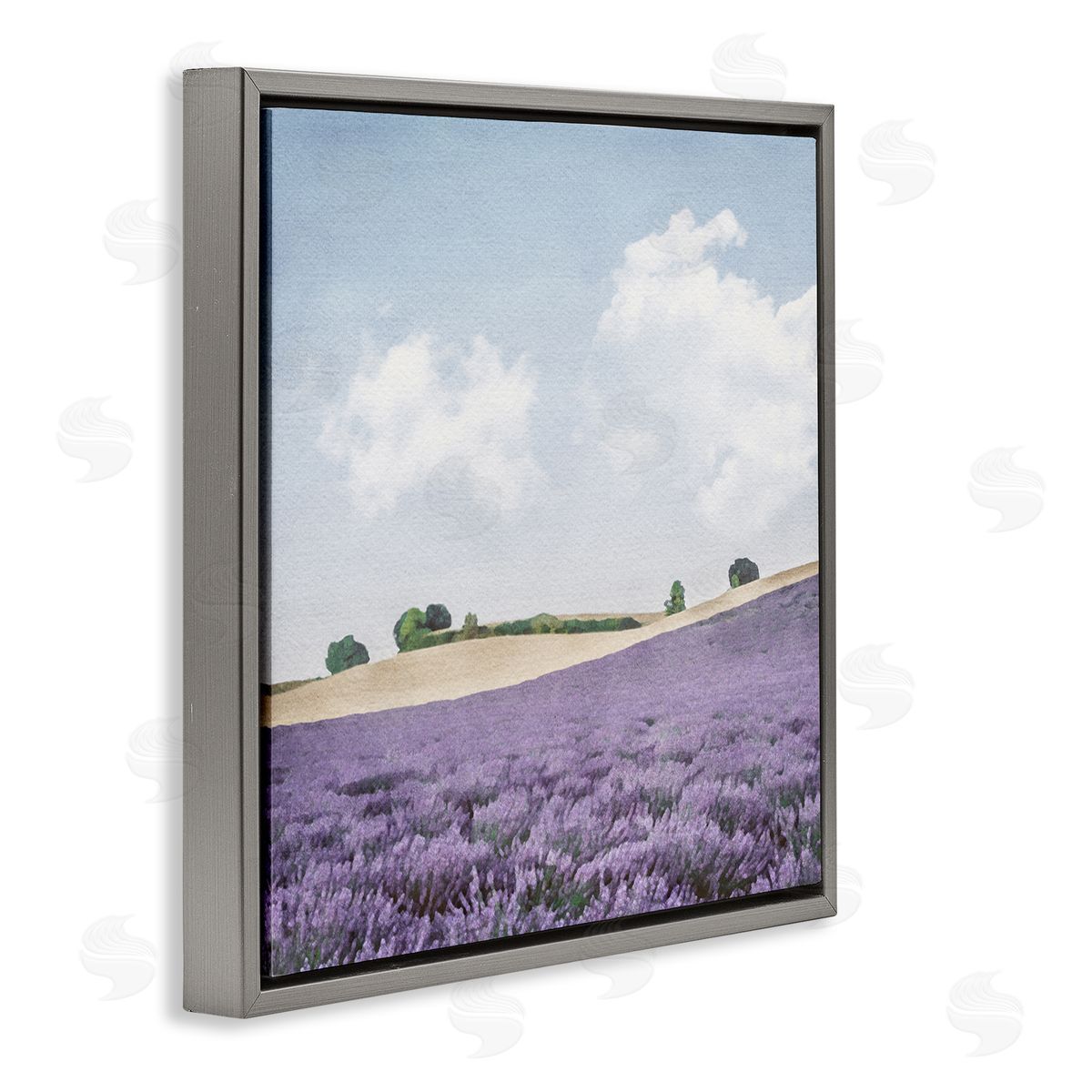 LSR Design Studio Rural Lavender Farm Gray Floating Frame Canvas Wall Art Print