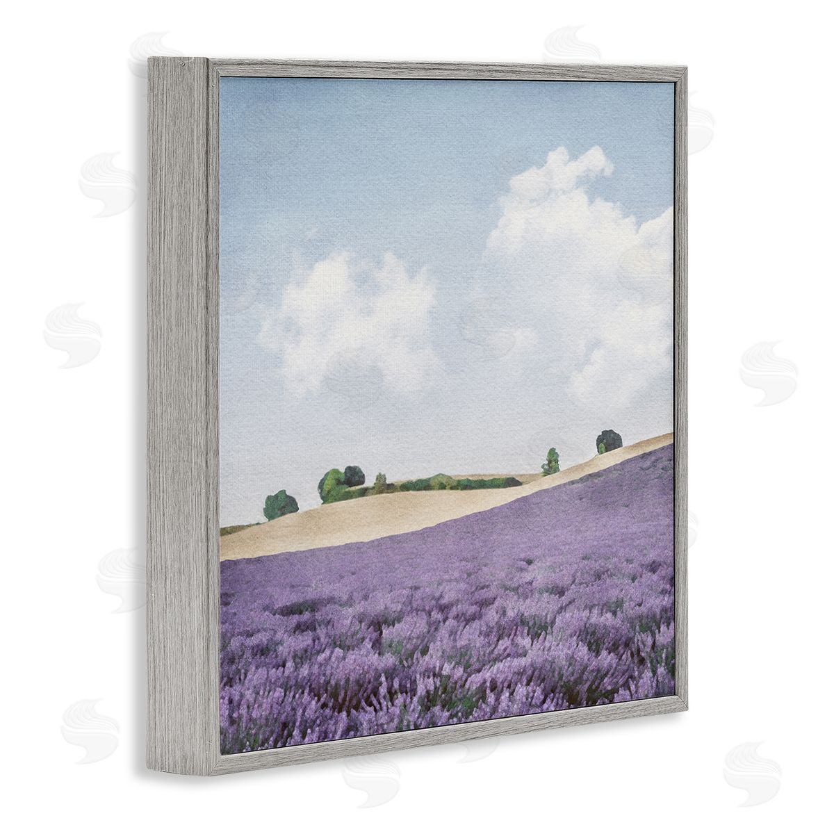 LSR Design Studio Rural Lavender Farm Gray Framed Glicee Wall Art Print