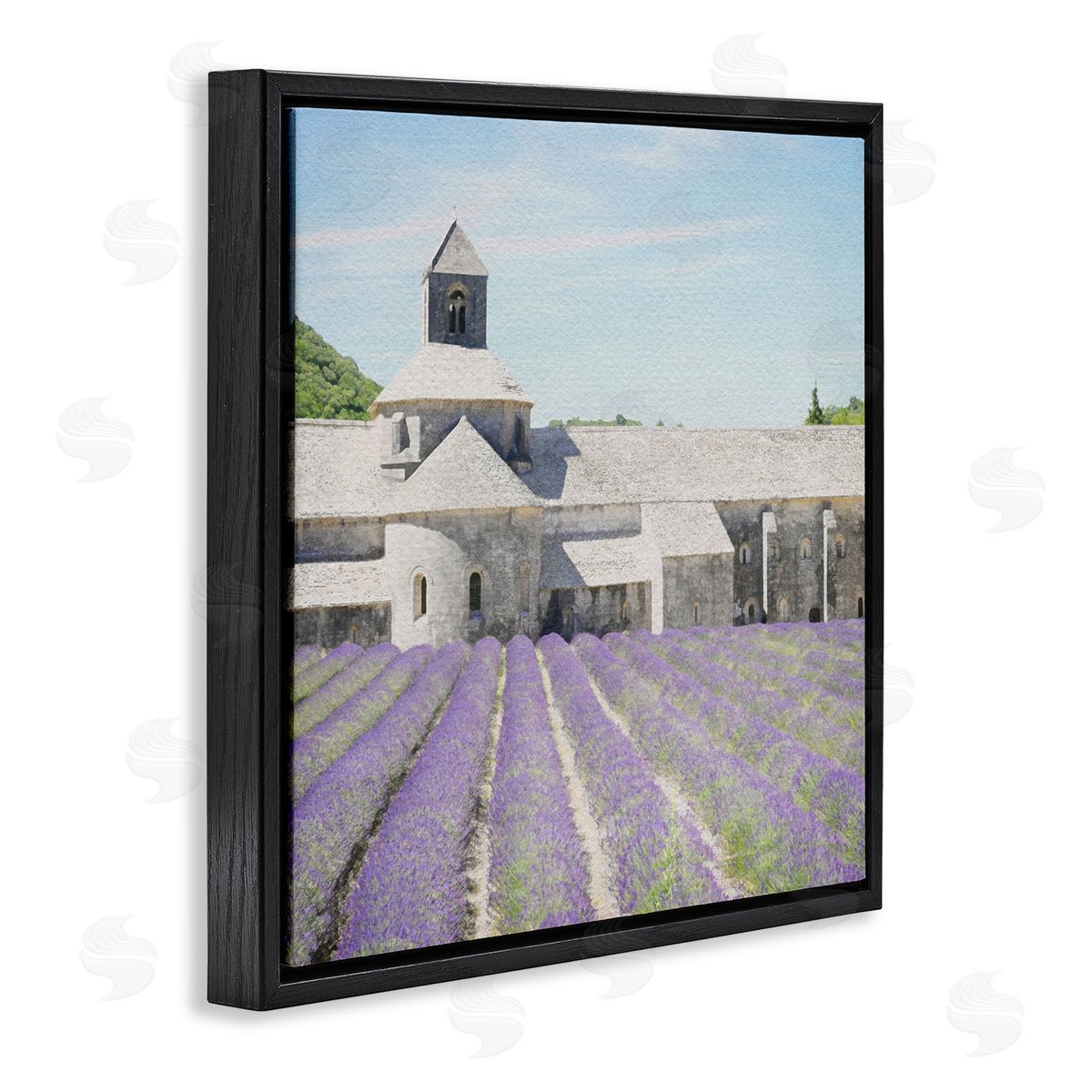 LSR Design Studio Lavender Agriculture Field Black Floating Frame Canvas Wall Art Print