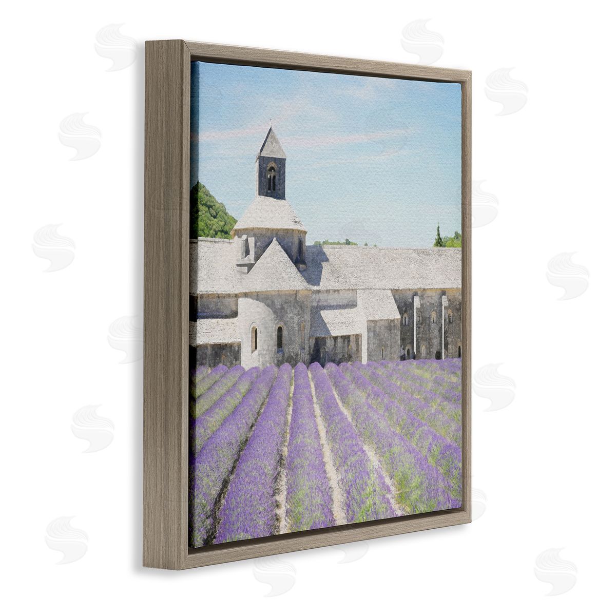 LSR Design Studio Lavender Agriculture Field Brown Floating Frame Canvas Wall Art Print