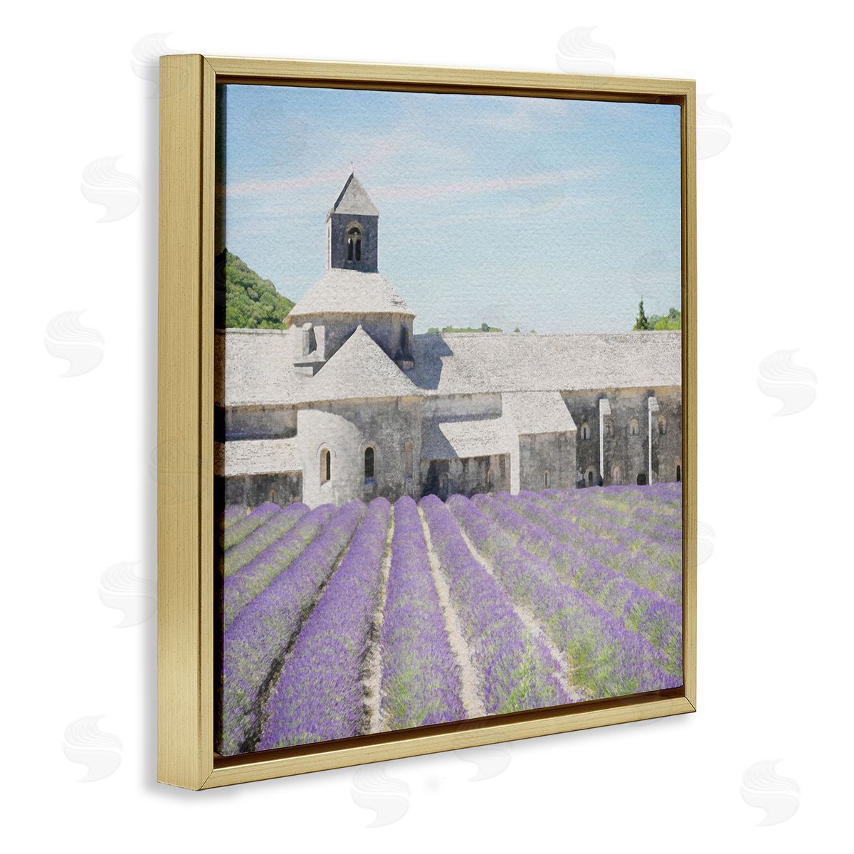 LSR Design Studio Lavender Agriculture Field Gold Floating Frame Canvas Wall Art Print