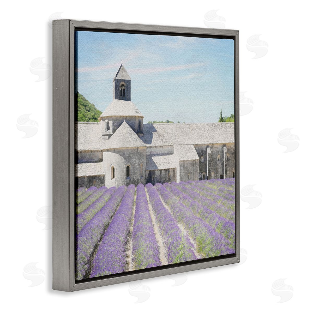 LSR Design Studio Lavender Agriculture Field Gray Floating Frame Canvas Wall Art Print