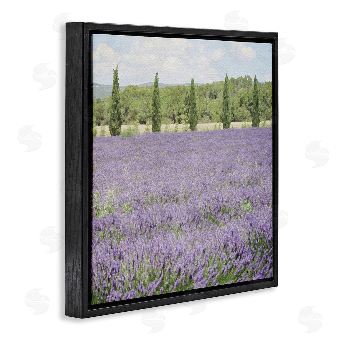 LSR Design Studio Country Lavender Meadow Black Floating Frame Canvas Wall Art Print