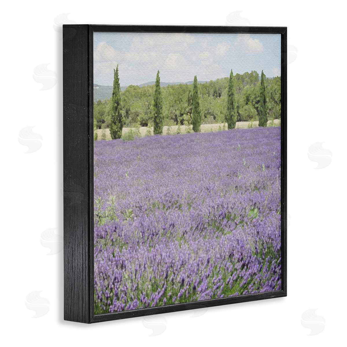 LSR Design Studio Country Lavender Meadow Black Framed Glicee Wall Art Print