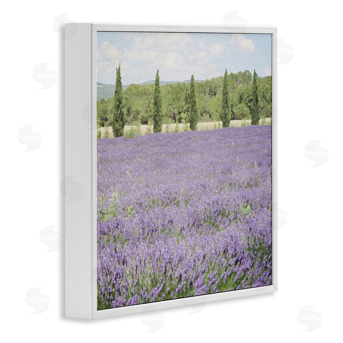 LSR Design Studio Country Lavender Meadow White Framed Glicee Wall Art Print