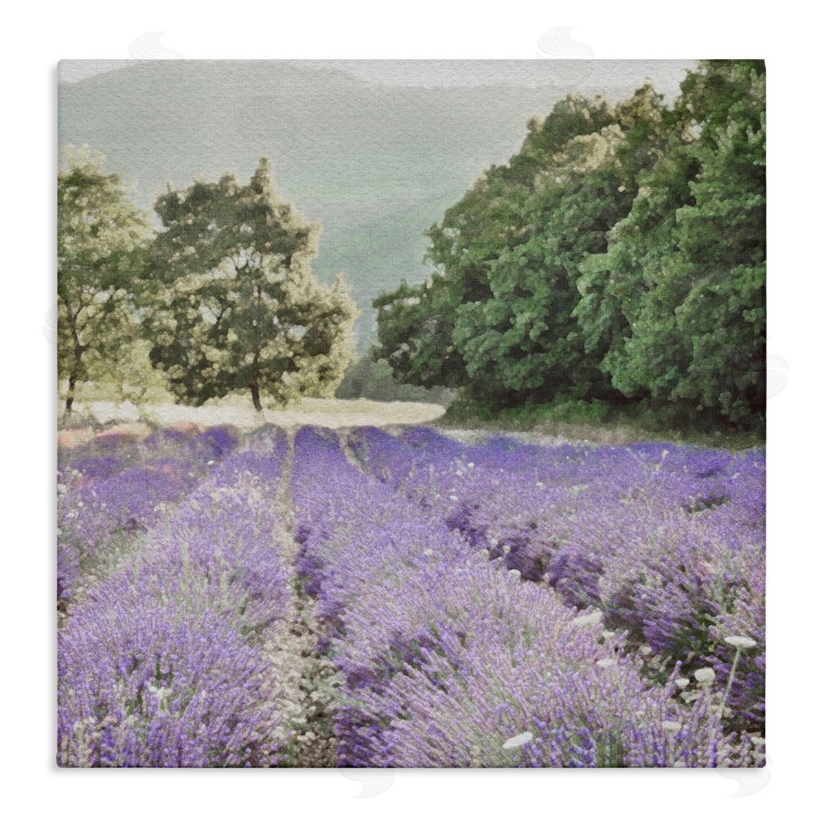 LSR Design Studio Lavender Meadow Fields Stretched Canvas Wall Art Print