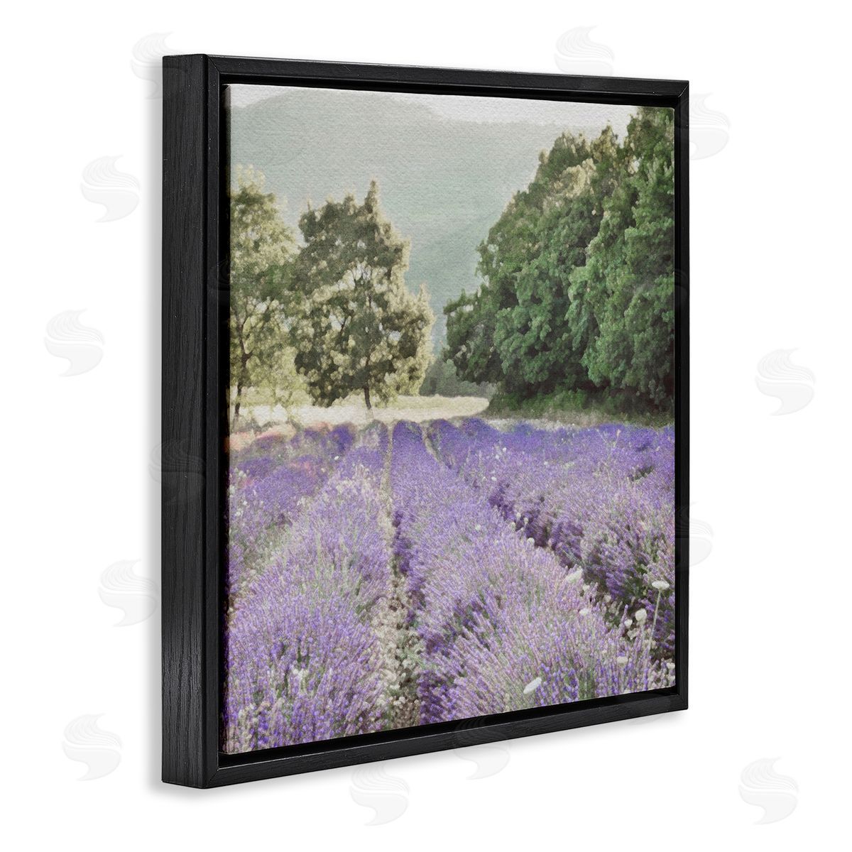 LSR Design Studio Lavender Meadow Fields Black Floating Frame Canvas Wall Art Print