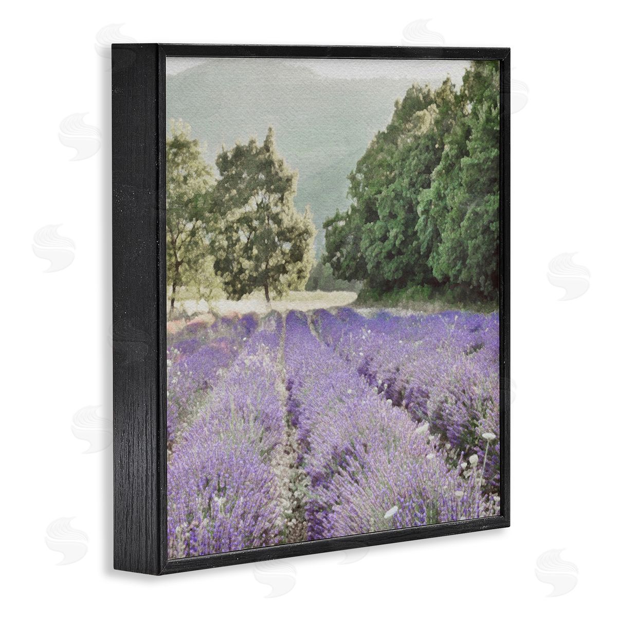 LSR Design Studio Lavender Meadow Fields Black Framed Glicee Wall Art Print