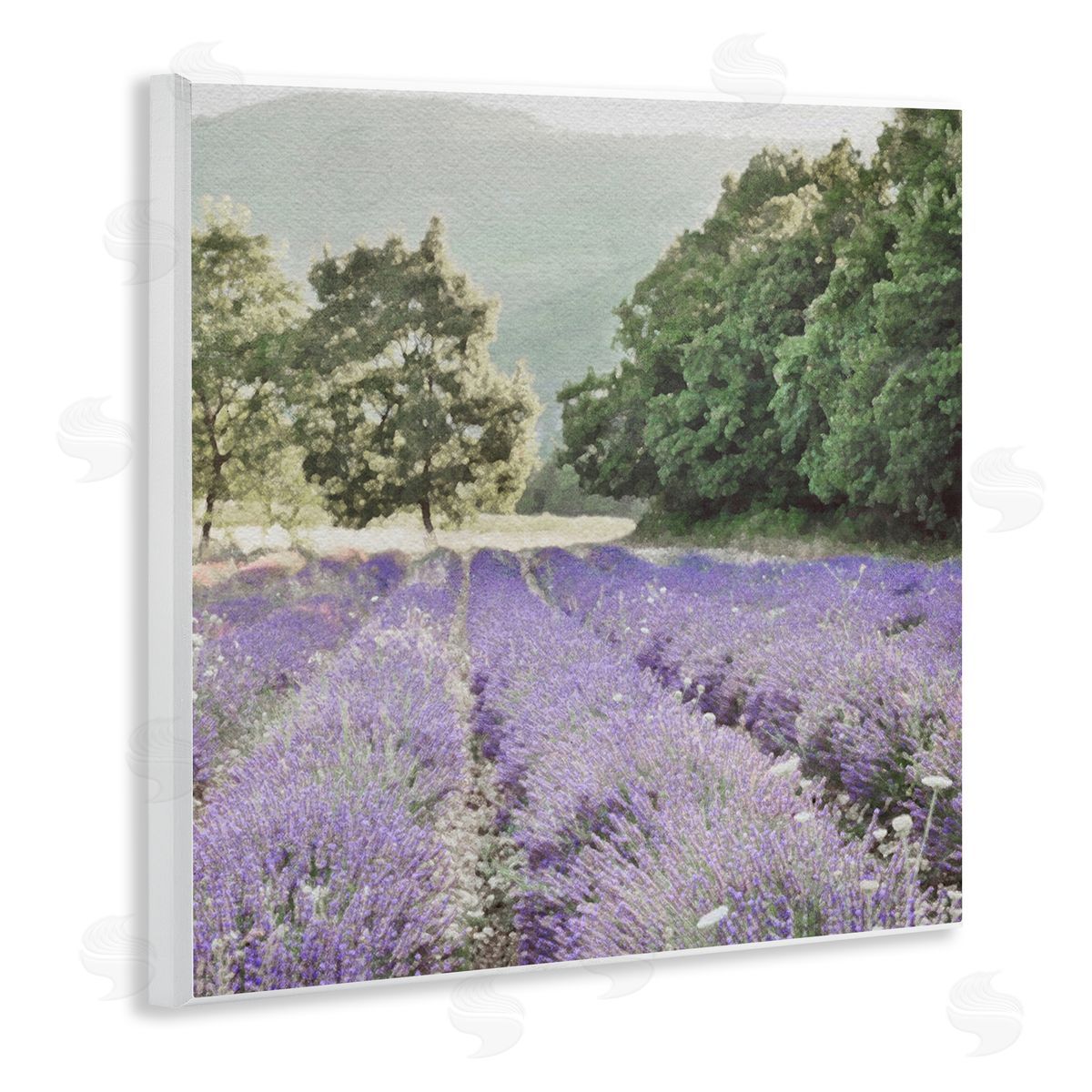 LSR Design Studio Lavender Meadow Fields Wooden Wall Plaque Art Print