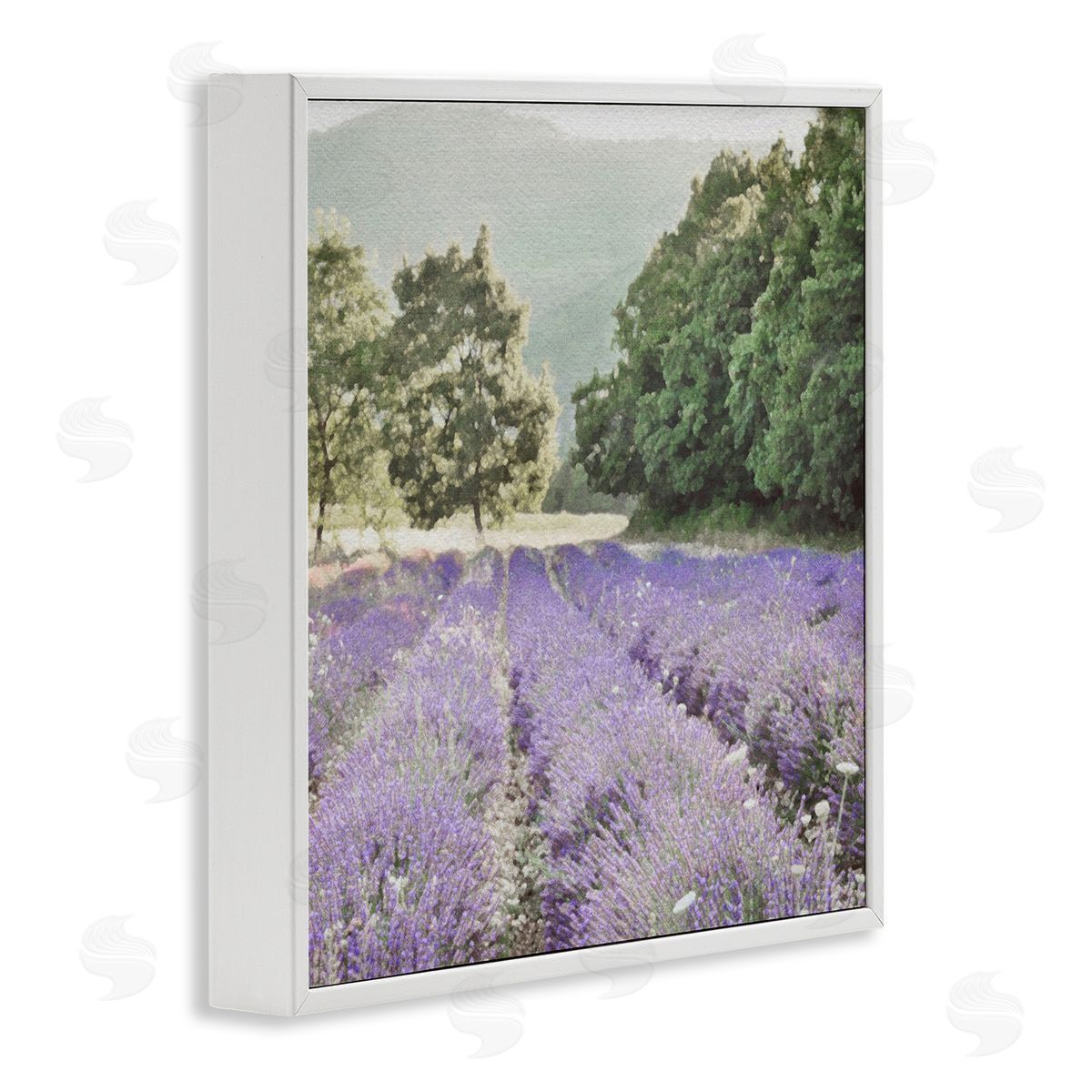 LSR Design Studio Lavender Meadow Fields White Framed Glicee Wall Art Print