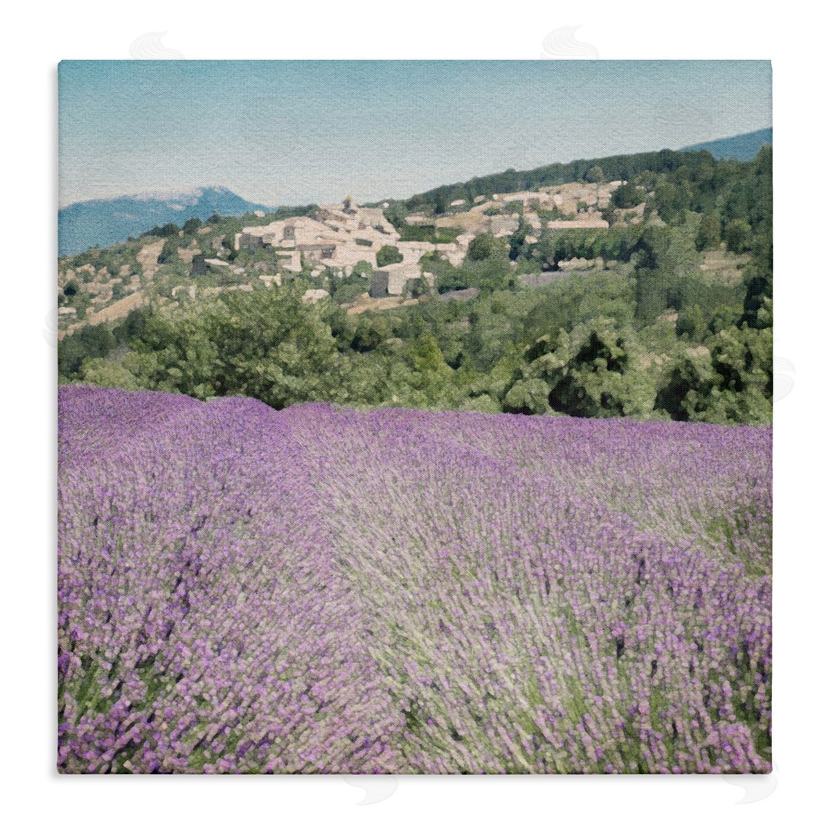LSR Design Studio Lavender Meadow Landscape Stretched Canvas Wall Art Print