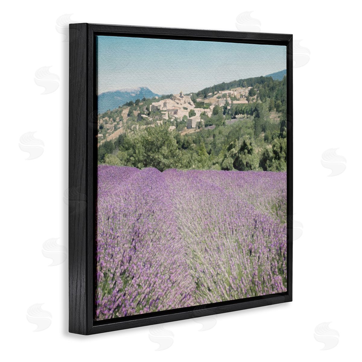 LSR Design Studio Lavender Meadow Landscape Black Floating Frame Canvas Wall Art Print