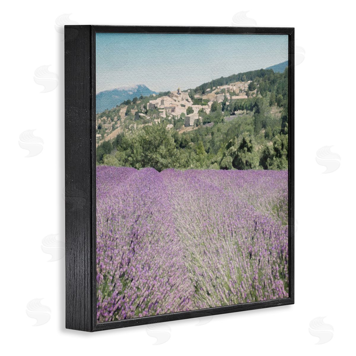 LSR Design Studio Lavender Meadow Landscape Black Framed Glicee Wall Art Print