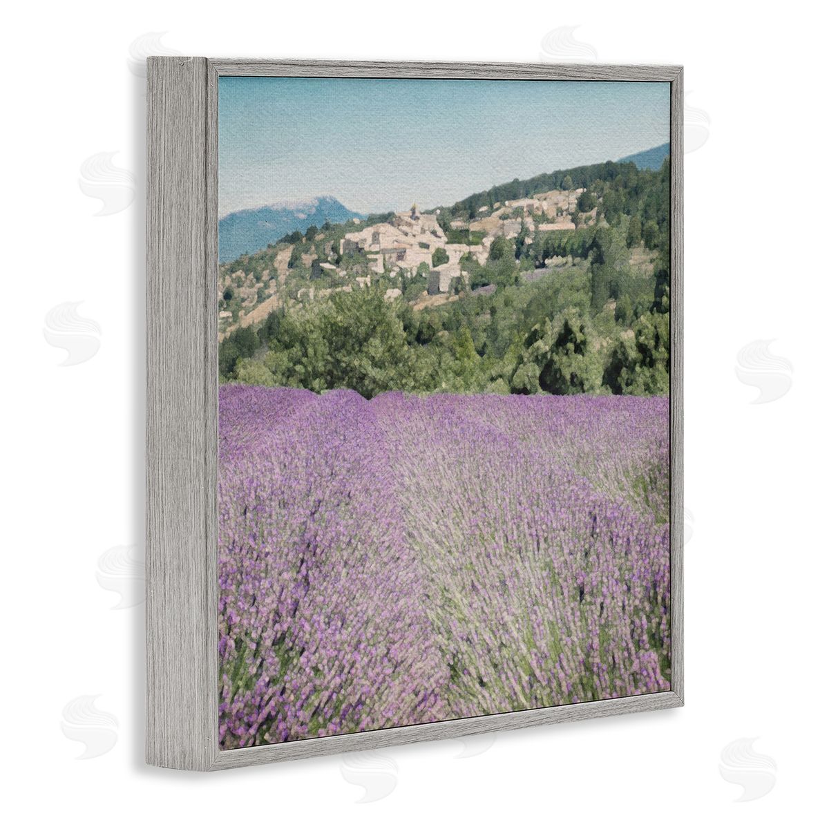 LSR Design Studio Lavender Meadow Landscape Gray Framed Glicee Wall Art Print