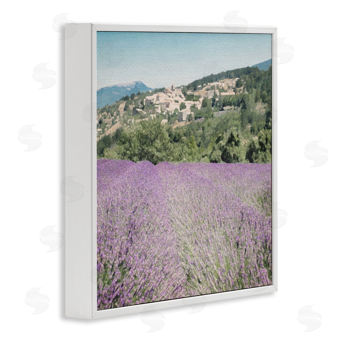 LSR Design Studio Lavender Meadow Landscape White Framed Glicee Wall Art Print
