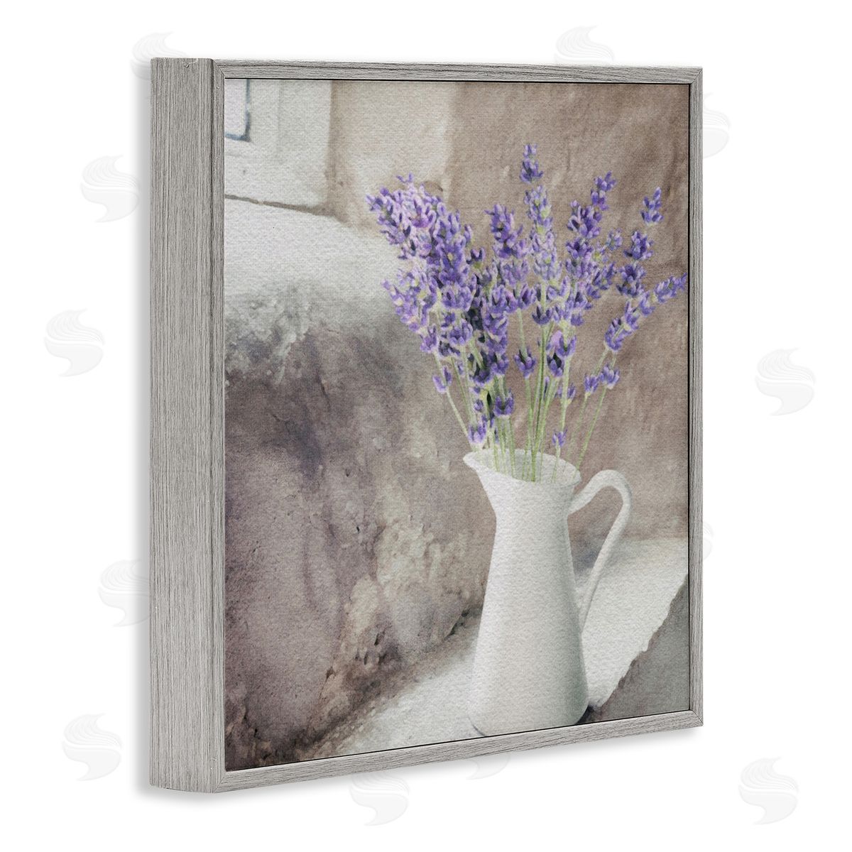LSR Design Studio Lavender Vase in Window Gray Framed Glicee Wall Art Print