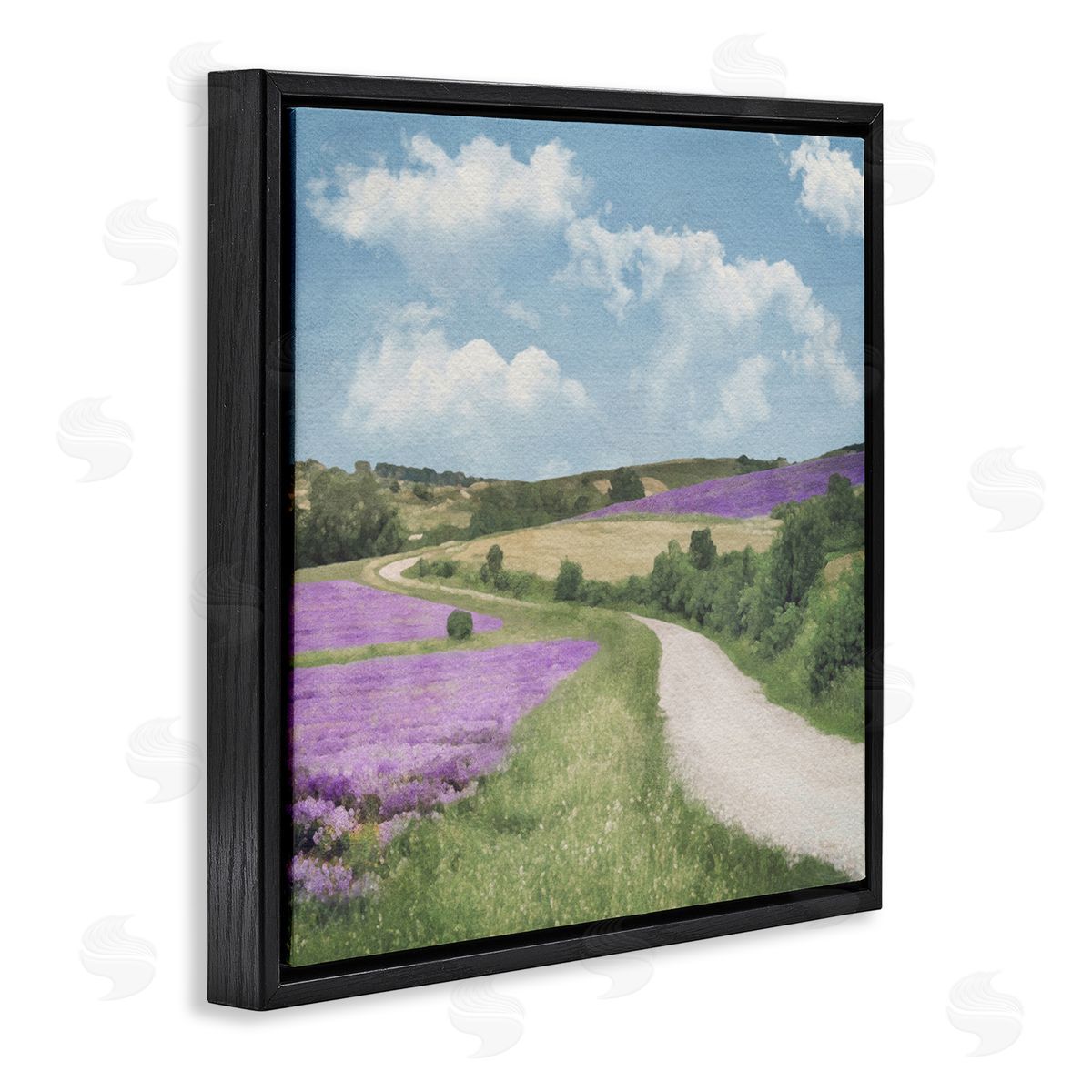 LSR Design Studio Path in Lavender Field Black Floating Frame Canvas Wall Art Print