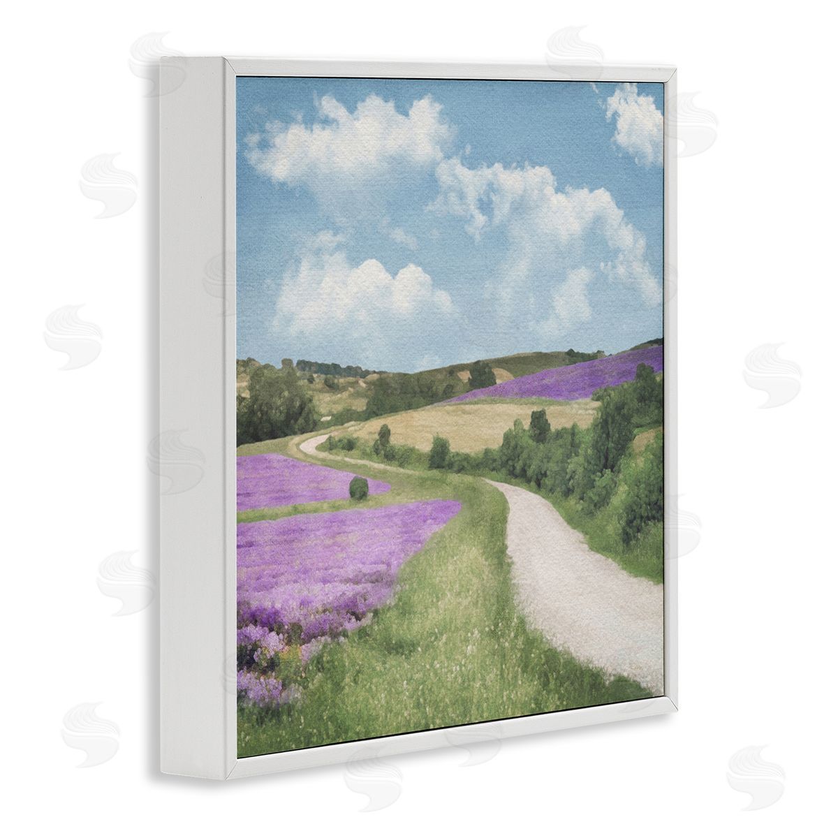 LSR Design Studio Path in Lavender Field White Framed Glicee Wall Art Print